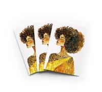 Boho African Beauty Greeting Card Watercolour Portrait Any Occasion Set of 3 Blank Inside 5x7 Inch 13x18 cm