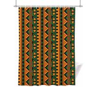 Boho African Geometric Stripe Shower Curtain 180x200 cm | Waterproof & Mould Resistant Polyester Fabric, 200cm Drop, Machine Washable, Comes with Curtain Hooks for Bathroom & Wet Room
