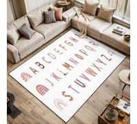 Boho alphabet letter set white Bohemian rainbows for Area Rugs Living Room Large 120x170 cm Washable Vintage Soft Rug Modern Non Slip Floor Carpet Mat for Bedroom Kitchen Dining Room