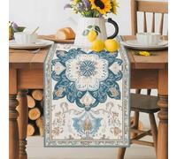 Boho American Indian Flower Pattern Table Runner 70 Inches Long,Table Runners Kitchen Dining Tables Decoration for Home Party Decor, Retro Tribal Western Tables Runner Wedding Dresser Scarf