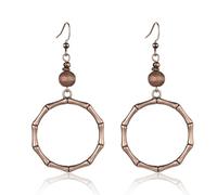 Boho Antique Bronze Bamboo Dangle Earrings for Women Trendy,Vintage Bronze Bamboo Hoops Statement Cute Drop Earings,Circle Loops,fashion Accessories Jewelry Birthday Gifts