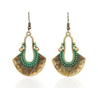 Boho Antique Carved Flower Dangle Drop Earrings for Women Vintage Retro Handmade Hollowed Antiqued Bronze Floral Shaped Geometric Gold Silver Plated Hoop Earrings for Ethnic Style Jewelry Gifts, M