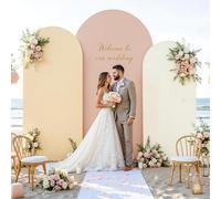 Boho Arch Backdrop Cover 6FT 5FT 4FT Stretchy Wedding Arch Covers Set of 3 Spandex Fitted Nude Champagne Cream Fabric Backdrop Cover for Party Baby Shower Birthday Decoration