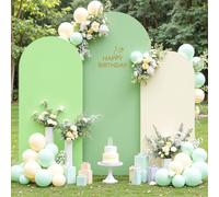 Boho Arch Backdrop Cover 6FT 5FT 4FT Stretchy Wedding Arch Covers Set of 3 Spandex Fitted Sage Green Light Green Cream Fabric Backdrop Cover for Party Baby Shower Birthday Decoration