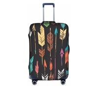 Boho Arrows Printed Decorative Luggage Cover with Hidden Zipper, Anti-Scratch and Dustproof, white, L