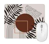 Boho Art Mouse Pad, Geometric Leaf Plant Mousepad, Abstract Neutral Minimalist Computer Small Cute Mouse Pad, Washable Cloth Non-Slip Rubber Base Mouse Mat for Office, Modern Mid Century Sun