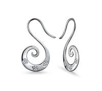Boho Artisan Tribal Flower Blossom Swirl Wire Spiral Pull Through Hoop Threader Earrings For Women For Teen .925 Sterling Silver
