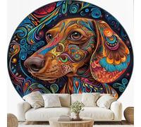 Boho Artistic Dachshund Canine Mural Exotic Colorful Mandala Self-Adhesive Wallpaper 100x70 cm Modern Dog Canvas Wall Paper for Bedroom Living Room Wall Mural Removable Stickers wa114k