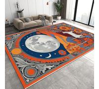 Boho Astrology Short Pile Area Rug 80x150 cm Fox Floral Machine Washable Flannel Rug Slip Breathable Carpet for Living Room Bedroom Kitchen Hallway Q-2