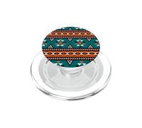 Boho Aztec Geometric Stripe Teal Orange Graphic PopSockets PopGrip for MagSafe