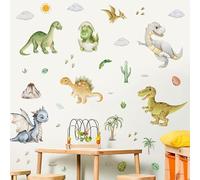 Boho Baby Dinosaurs Wall Decals Dino Palm Tree Volcano Wall Stickers Boys Bedroom Toddler Room Baby Nursery Wall Decor