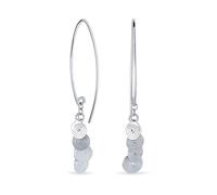 Boho Bali Style Swirling Disc Sequin Geometric Dangle Threader Earrings For Women For Teen .925 Sterling Silver