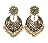 Boho Ball Flower Tassel Statement Dangle Earrings for Women Vintage Heart Shaped Beaded Chandelier Drop Dangling Earring Indian Jewelry Gifts for Jhumka Festival Holiday, L, Metal, No Gemstone