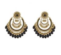 Boho Ball Tassel Dangle Large Earring for Women Girls Oversize Rhinestone Crystal Bohemian National Style Chandelier Statement Beaded Jhumka Bollywood Drop Stud Vintage Indian Jewelry Gift Lightweight