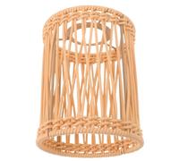 Boho Barrel Lamp Shade E27 Plastic Iron Woven Cover | Textured Khaki Finish, Lightweight Flexible Form, Easy Installation, for Chandeliers and Wall Sconces