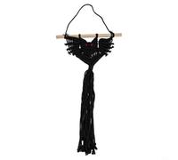 Boho Bat Pattern Woven Tapestry Cotton Rope Wall Art | Handmade cotton rope, bat shape design, wooden rod included, for durable craft, unique home ( black short This is the figure)