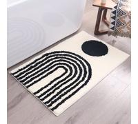 Boho Bathroom Rugs Abstract Rug - Black and White/Ivory/Cream Bath Mat Geometric Art Arches - Mid Century Modern Bathroom Mats - Bohemian Decor - Unique Cute Dorm Room Decor for College Girls Rainbow