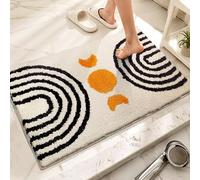 Boho Bathroom Rugs Cute Bohemian Bath Rug Non-Slip Microfiber Abstract Bath Mat for Bedroom Small Carpet Farmhouse Decor Soft Funny Beige Washable Rugs for Bathtub/Vanity/Toilet 16x24 inch