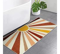 Boho Bathroom Runner Rugs, Retro Sun Non-Slip Bath Mats, Cute Small Long Microfiber Bath Rug for Bedroom Kitchen Hallway Living Room Laundry Room, Orange, 16" x 24"