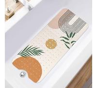 Boho Bathtub Mat Non Slip, Adults Baby Bath Mat for Tub Machine Washable, Long Bath Tub and Shower Mats with Drain Holes & Suction Cups 15.8"x39.5", Orange