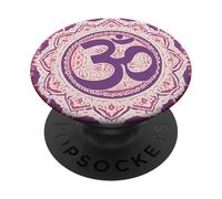 Boho Batik Positive Zen Energy Ethnic Pink Hindu Om Symbol PopSockets Adhesive PopGrip