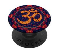 Boho Batik Positive Zen Energy Ethnic Red Hindu Om Symbol PopSockets Adhesive PopGrip