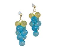Boho Beaded Dangle Earrings for Women Cute Colorful Grape Fruit Fashion Handmade Bead Drop Earrings Bohemia Statement Summer Tropical Beach Jewelry Blue
