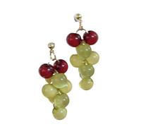 Boho Beaded Dangle Earrings for Women Cute Colorful Grape Fruit Fashion Handmade Bead Drop Earrings Bohemia Statement Summer Tropical Beach Jewelry Green
