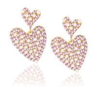 Boho Beaded Earrings Statement Heart Shaped Earrings Handwoven Drop Earrings for Women Gift, Alloy Steel, No Gemstone