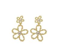 Boho Beaded Flower Statement Dangle Drop Earrings for Women Fashion CZ Crystal Hollow Big Cherry Blossom Daisy Floral Charms Drop Dangling Lightweight Delicate Birthday Holiday Jewelry, L, Metal, No