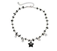 Boho Beaded Stars Choker Necklace Cute Kawaii Colorful Beads for Women,Irregular Raw Stones Necklace Chain Link Necklace Trendy Beachy Fashion Astronomy Galaxy Accessories, M, Stone, No Gemstone