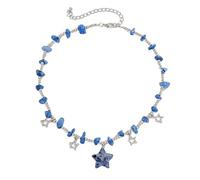 Boho Beaded Stars Choker Necklace Cute Kawaii Colorful Beads for Women,Irregular Raw Stones Necklace Chain Link Necklace Trendy Beachy Fashion Astronomy Galaxy Accessories, M, Stone, No Gemstone