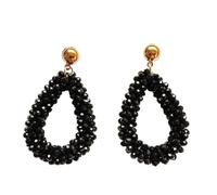 Boho Beaded Teardrop Earrings for Women - Hollow Crystal Stud Dangle Earrings, Handmade Colorful Beaded Drop Earrings for Wedding Party Vacation Daily Wear, M, Acrylic, No Gemstone