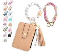 Boho Beaded Wallet Keychain for Women, Wristlet Purse with Card Slots & Adjustable Strap - Hands-Free Organizer for Cash, Keys, Cards - Boho Chic Gift for Her, Moms, Travelerss (14#)