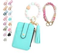 Boho Beaded Wallet Keychain for Women, Wristlet Purse with Card Slots & Adjustable Strap - Hands-Free Organizer for Cash, Keys, Cards - Boho Chic Gift for Her, Moms, Travelerss (10#)