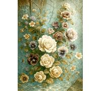Boho Beige Roses Rice Papers, 29 x 40.5cm (1 pc) - Decoupage Artwork for Posters, Furniture & Crafts, Decoupage by CRAFT KREATIVELY
