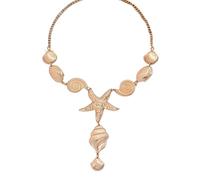 Boho Big Starfish Conch Seashell Charm Statement Y-Shaped Pendant Necklace Summer Beach Jewelry for Women Lightweight Trendy Choker Fashion Collar Holiday Surfer Ocean Vacation Mermaid Costume Gifts