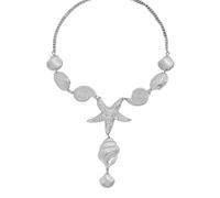 Boho Big Starfish Conch Seashell Charm Statement Y-Shaped Pendant Necklace Summer Beach Jewelry for Women Lightweight Trendy Choker Fashion Collar Holiday Surfer Ocean Vacation Mermaid Costume Gifts