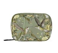 Boho Bird Floral Green Medicine Bag with Detachable Compartments Convenient Weekly Pill Organizer