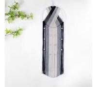 Boho Black and White Macrame Wall Hanging Tapestry Chic Bohemian Woven Handmade Wall Decor Black Grey and Beige Dream Catcher Tapestry for Bedroom Living Room Office Apartment Home Decor, 25 x 80 CM