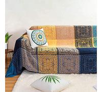 Boho blanket,Chenille Tassels Throw Blankets for Bed Couch Soft Chair，Bohemian Fringe Tassels (Blue, Large220x260cm)…