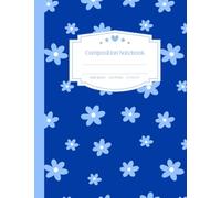 Boho Blue Floral Composition Notebook: Wide Ruled Dark Blue Journal with Pastel Boho Flowers - Aesthetic Coquette Notebook for School or Journaling