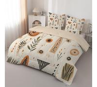 Boho Bohemian Double Duvet - Reversible Coverless Duvet 7.5 Tog with Pillowcase - Leaf Pattern Rainbow Quilt for All Season - Lightweight and Washable Comforter - H-740