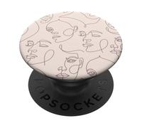 Boho Bohemian Neutral Faces Outline Abstract Women Line Art PopSockets Adhesive PopGrip