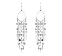 Boho Boho Tassel Dangle Earrings for Women - Light Gypsy Coin Filigree Chandelier Disc Hoop Pendant - Gift Box Included, Metal, Metal, No Gemstone