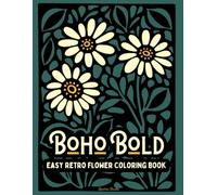 Boho Bold Easy Retro Flower Coloring Book