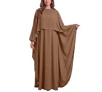 Boho Boutiques Women’s Silk Cape Abaya - Elegant Modest Dress with Pockets & Tie Waist Versatile Muslim Maxi for Ramadan (Camel)