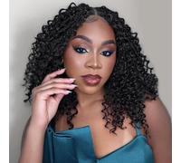 Boho Braids Crochet Hair 10 Inch Goddess Crochet Hair with Curly Ends Pre Looped Synthetic Bohemian Braids Hair Extensions for Women 10 Inch 1B 9 Packs