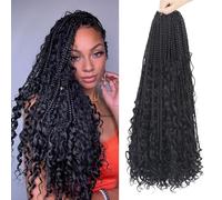 Boho Braids Crochet Hair Pre Looped Bohemian Crochet Braids with Curly Ends 8 Packs Goddess Box Crochet Braids for Black Women Long 3 x Boho Crochet Braids Synthetic Braiding Hair 1B