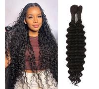 Boho Braids Human Hair Extensions 100g 2 Bundles No Weft Braiding(1B#,16 Inch(50g/Bundle x2))